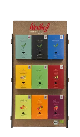 Ein Bild eines Teepräsenters für 9 Sorten Bio-Tee