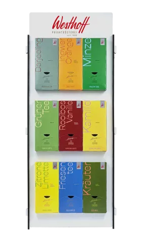 Das Bild zeigt einen Teepräsenter für 9 Sorten kuvertieren Tee